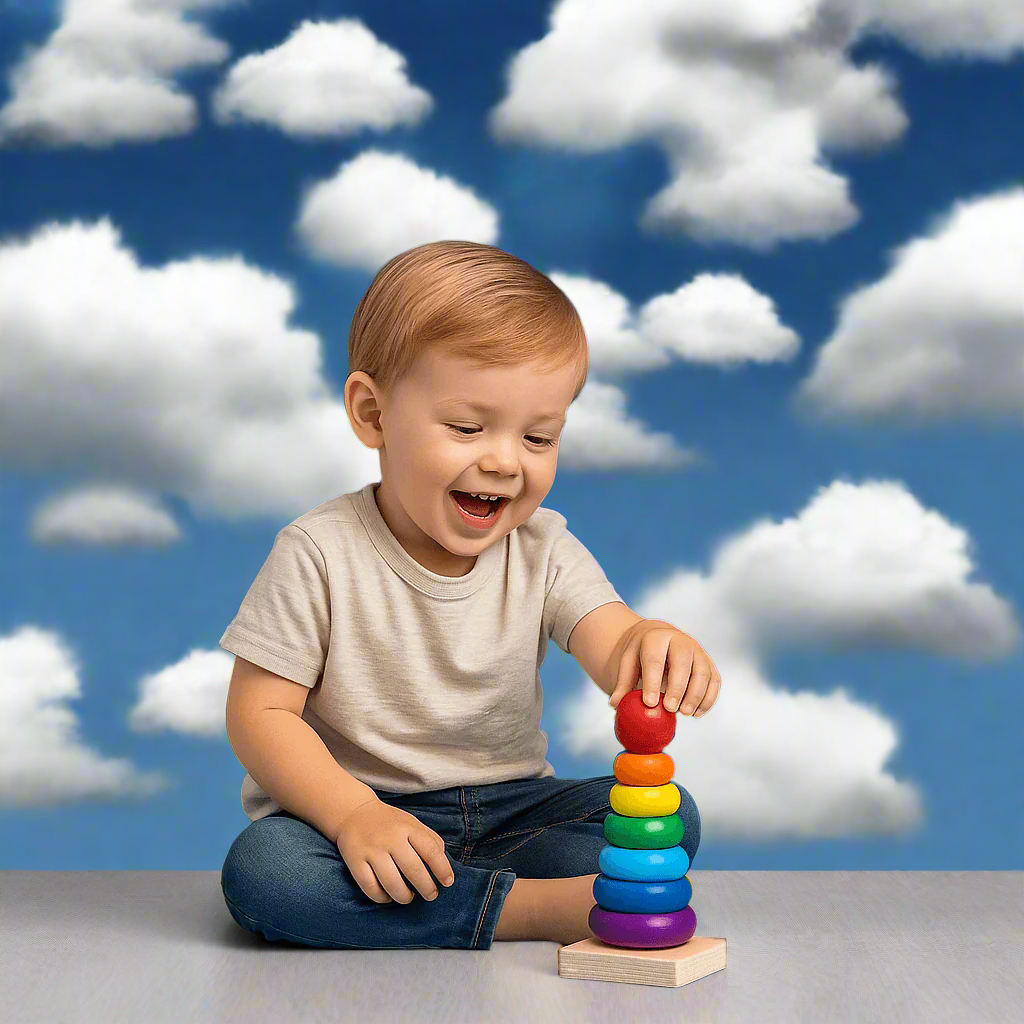 Rainbow Tower Wooden Toy– Fine Motor Skills Training Toy