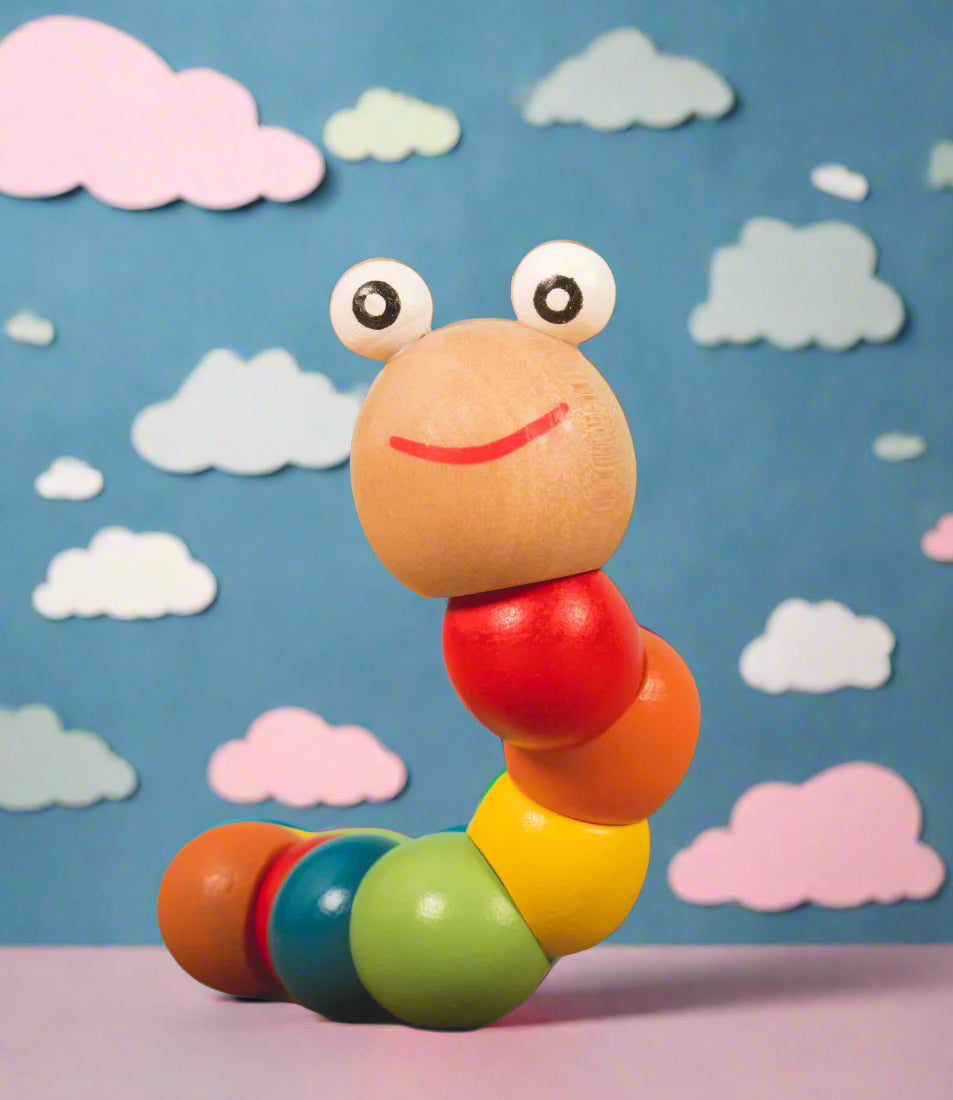 🐛 Wooden Baby Caterpillar – Fine Motor Skills Training Toy