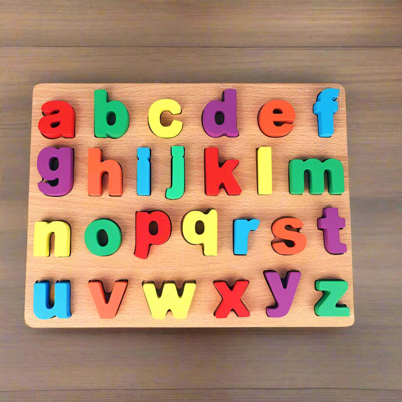 🧠 Educational Wooden Puzzle Set – Capital & Small Letters + Numbers + Arabic Letters