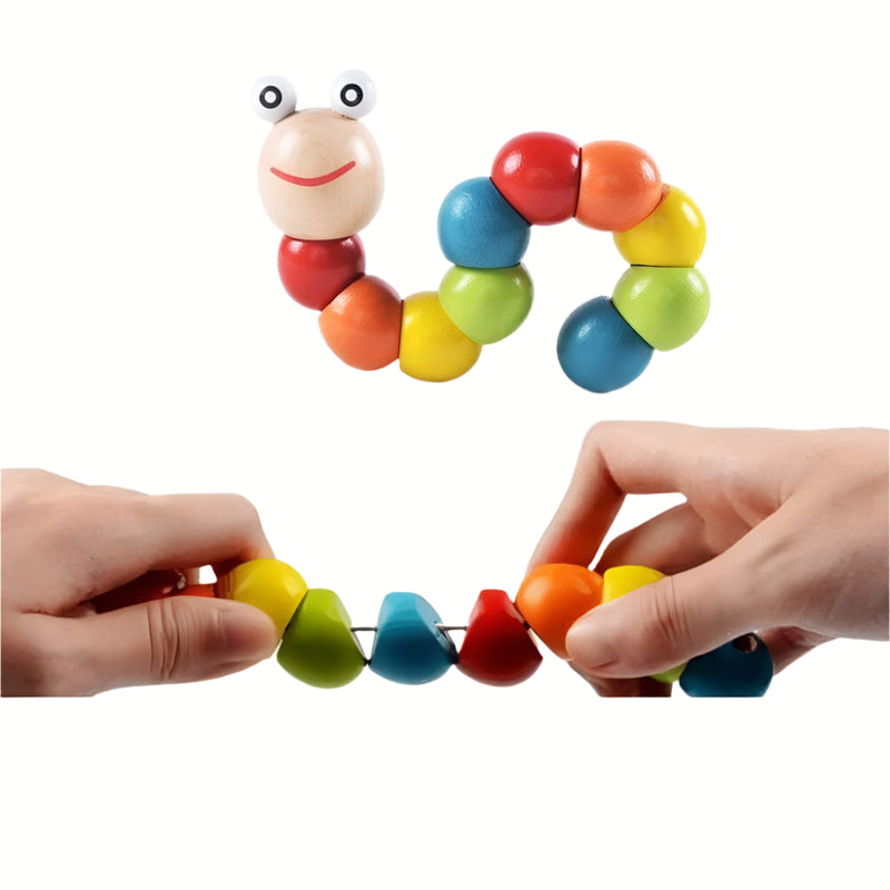 🐛 Wooden Baby Caterpillar – Fine Motor Skills Training Toy