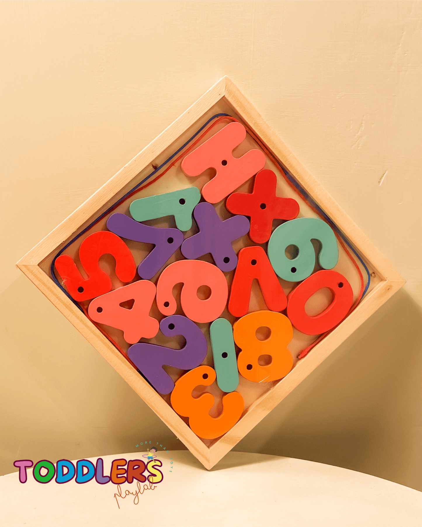 🔢 Colorful Wooden Lacing Numbers & Signs – Montessori Fine Motor Toy