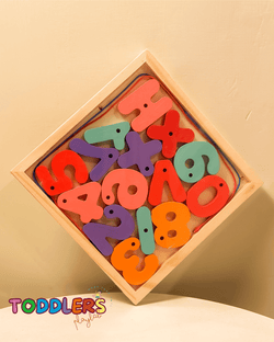 🔢 Colorful Wooden Lacing Numbers & Signs – Montessori Fine Motor Toy