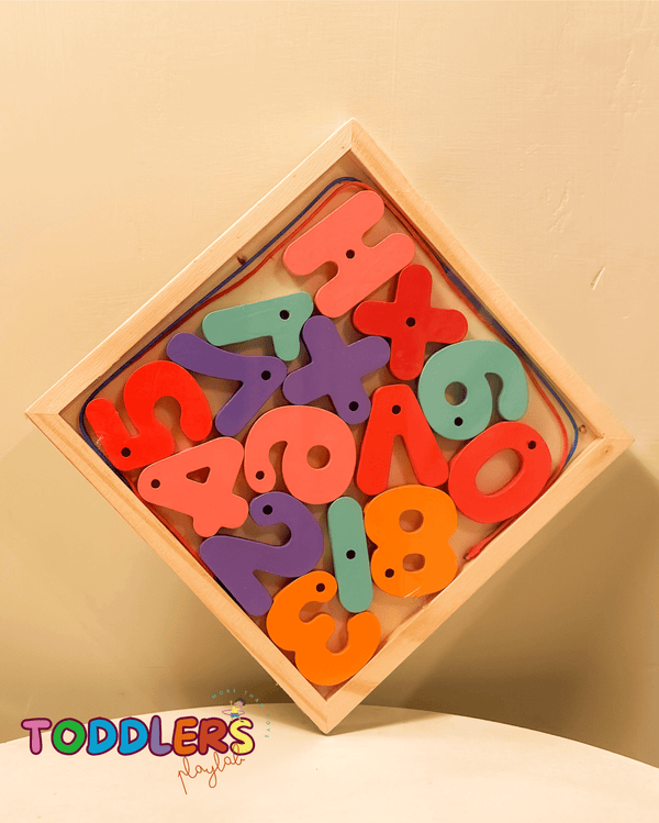 🔢 Colorful Wooden Lacing Numbers & Signs – Montessori Fine Motor Toy