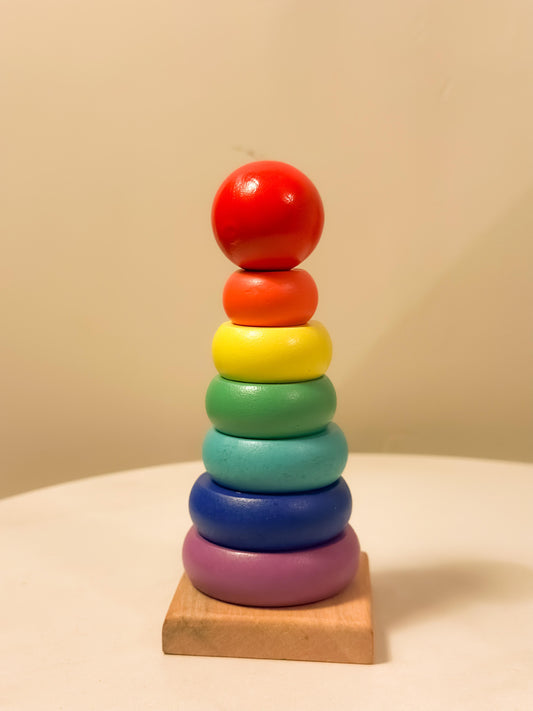 Rainbow Tower Wooden Toy– Fine Motor Skills Training Toy