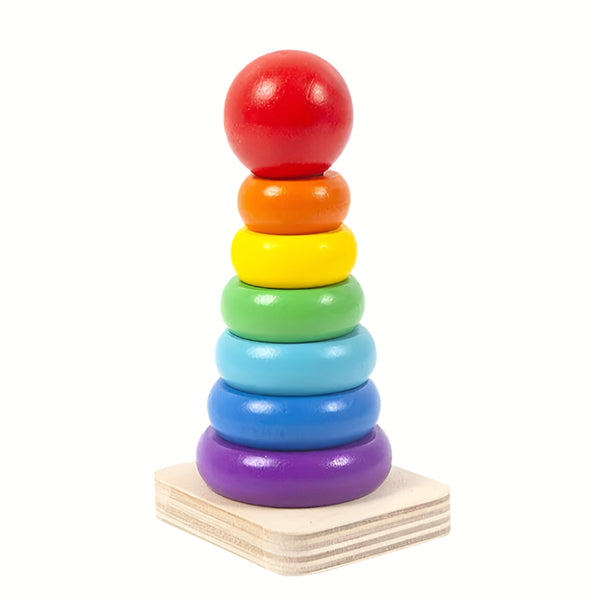 Rainbow Tower Wooden Toy– Fine Motor Skills Training Toy